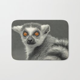 LEMUR PORTRAIT Bath Mat | Digital, Photo, Lemurs, Monochrome, Color, Animalportraits, Madagascar, Cute, Ringtailedlemurs, Wildlife 