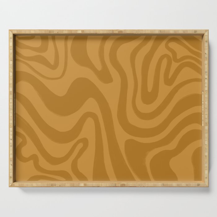 Mustard Yellow Liquid Swirl Pattern Serving Tray