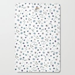 Cottage Blue Watercolor Florals Cutting Board
