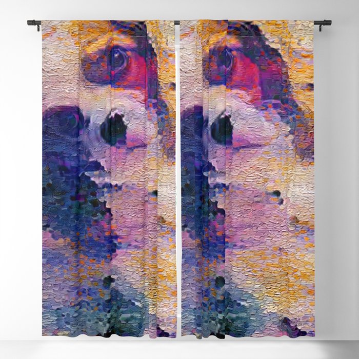Cute puppy painting (pet, dog, pretty and hiking) Blackout Curtain