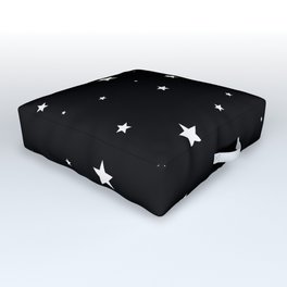 Scattered Stars - white on black Outdoor Floor Cushion