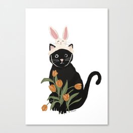Black Cat in Easter Vibes Canvas Print