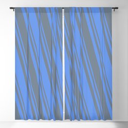 [ Thumbnail: Cornflower Blue and Slate Gray Colored Lines/Stripes Pattern Blackout Curtain ]