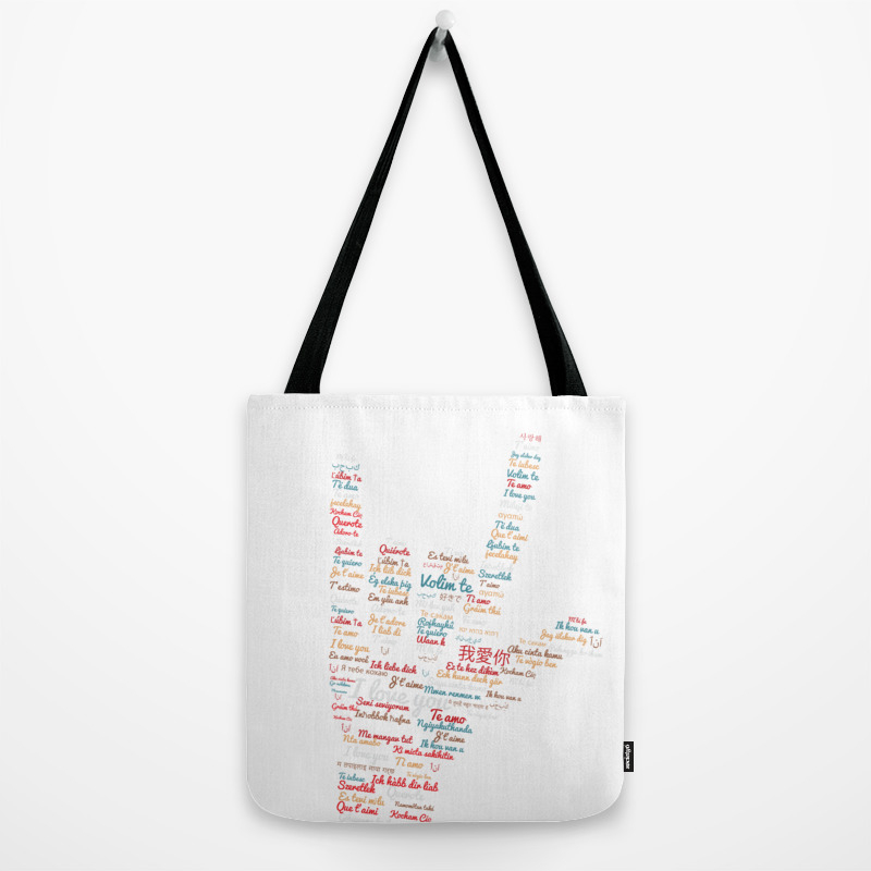 Asl I Love You In Different Languages Design Asl Love Sign Tote