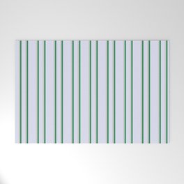 [ Thumbnail: Lavender, Light Gray & Sea Green Colored Pattern of Stripes Welcome Mat ]