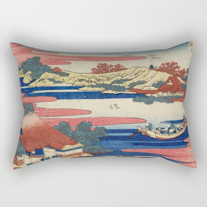 Descending Geese on the Sumida River Katsushika Hokusai  Rectangular Pillow
