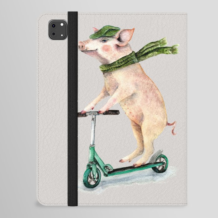 Piggy on a scooter iPad Folio Case
