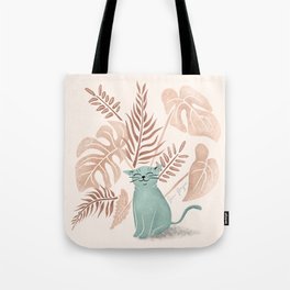 Tropical Happy Cat Tote Bag