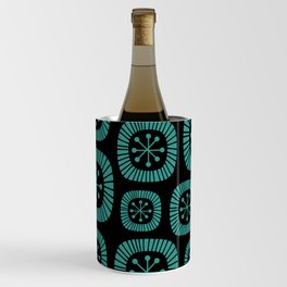Mid-Century Modern Atomic Abstract Composition 222 Black and Mint Green Wine Chiller