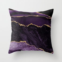 Purple and Gold Agate Throw Pillow
