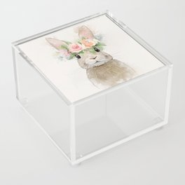 Lovely Rabbit with Flower Crown Portrait Acrylic Box