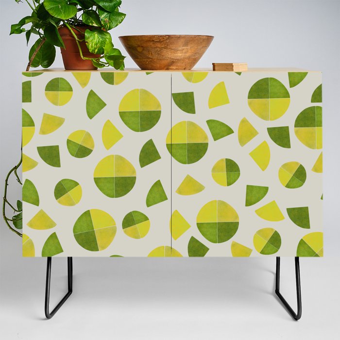 Abstract Citrus Sun Pattern Credenza