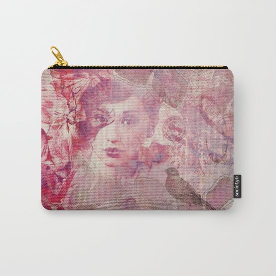Lost Moments woman romantic illustration in shades of red Carry-All Pouch