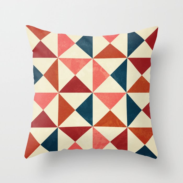 Fall Tones Geometric Triangles Pattern Throw Pillow