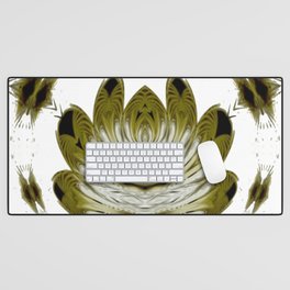 Eagle Feather Lotus - gold black cream white mandala lotus flower  Desk Mat