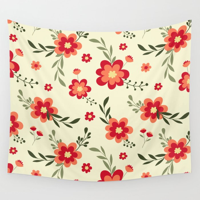 Christmas Flowers Pattern Wall Tapestry