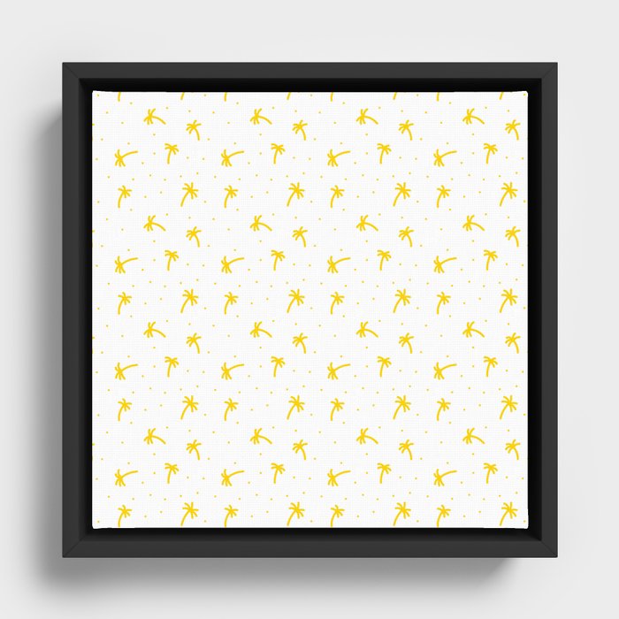 Yellow Doodle Palm Tree Pattern Framed Canvas