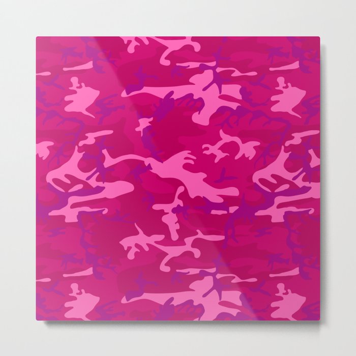 Bright Pink and Purple Camo Pattern Metal Print