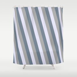 [ Thumbnail: Dark Gray, Lavender, and Slate Gray Colored Lines Pattern Shower Curtain ]