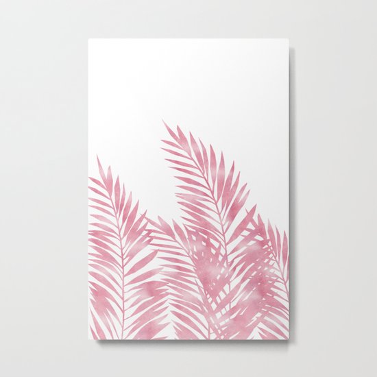 Palm Leaves Pink Metal Print
