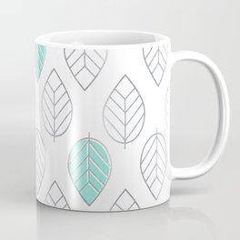 Silver Foil & Mint Leaves Pattern Coffee Mug