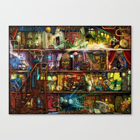 The Fantastic Voyage - a Steampunk Book Shelf Canvas Print