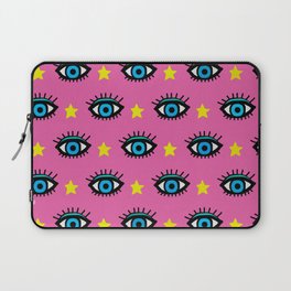 Evil Eyes and Stars Pink Laptop Sleeve