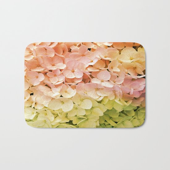 Delicate Pastel Multicolor Hydrangea Bath Mat