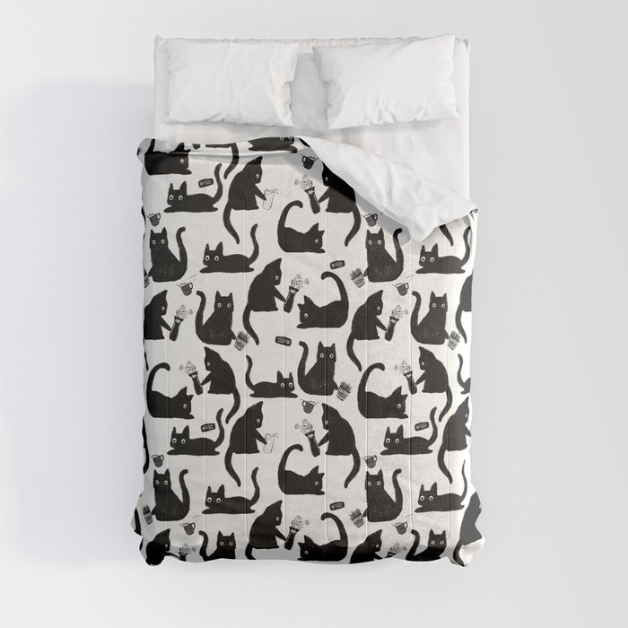 Bad Cats Knocking Stuff Over Comforter