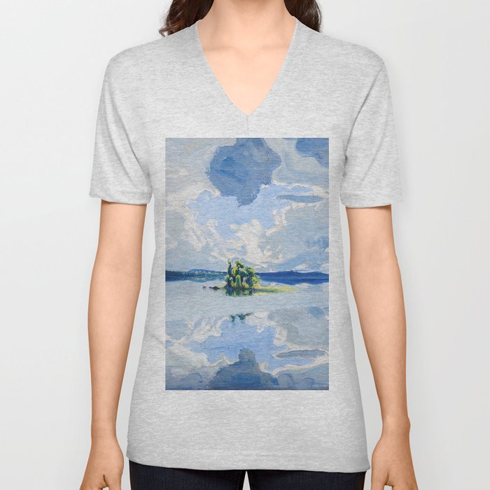 Akseli Gallen-Kallela - Clouds above a Lake V Neck T Shirt