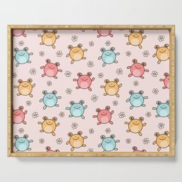 Cute Happy Jumping Frogs, Fun Frog Pattern for Kids Serving Tray