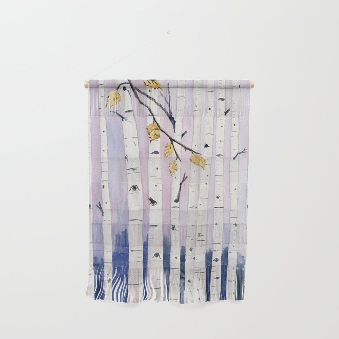Birch Trees Watercolor Wall Hanging