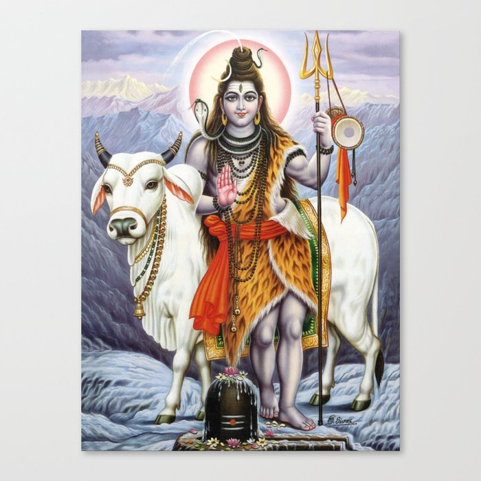Lord Shiva with Nandi Canvas Print