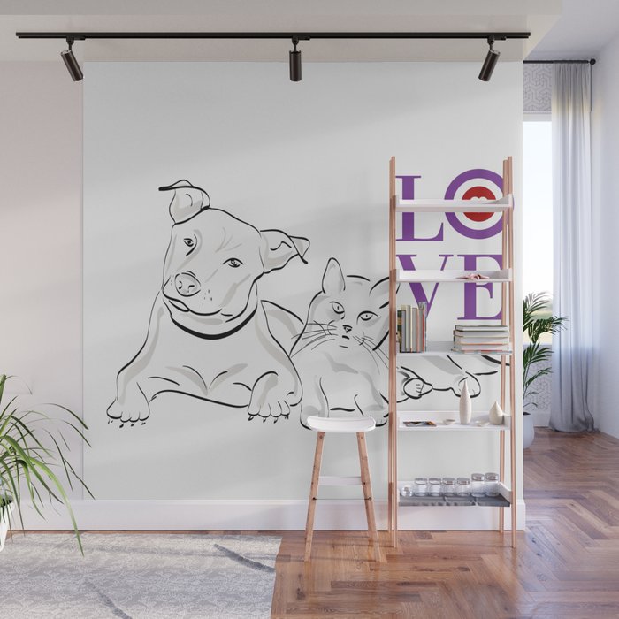 Cat & Dog LOVE Gifts Wall Mural by OMG design