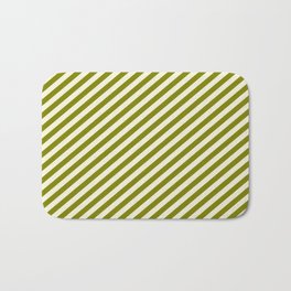 [ Thumbnail: Green and Beige Colored Stripes Pattern Bath Mat ]