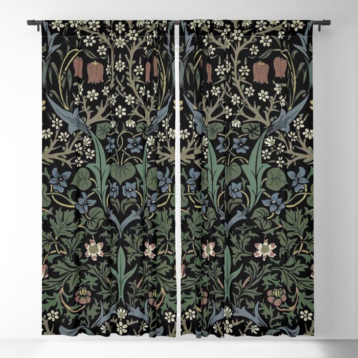 William Morris Vintage Blackthorn Dark Green 1892 Blackout Curtain