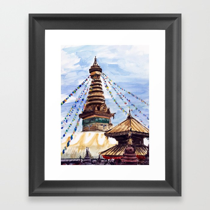 Swayambhunath Stupa Kathmandu Nepal Framed Art Print