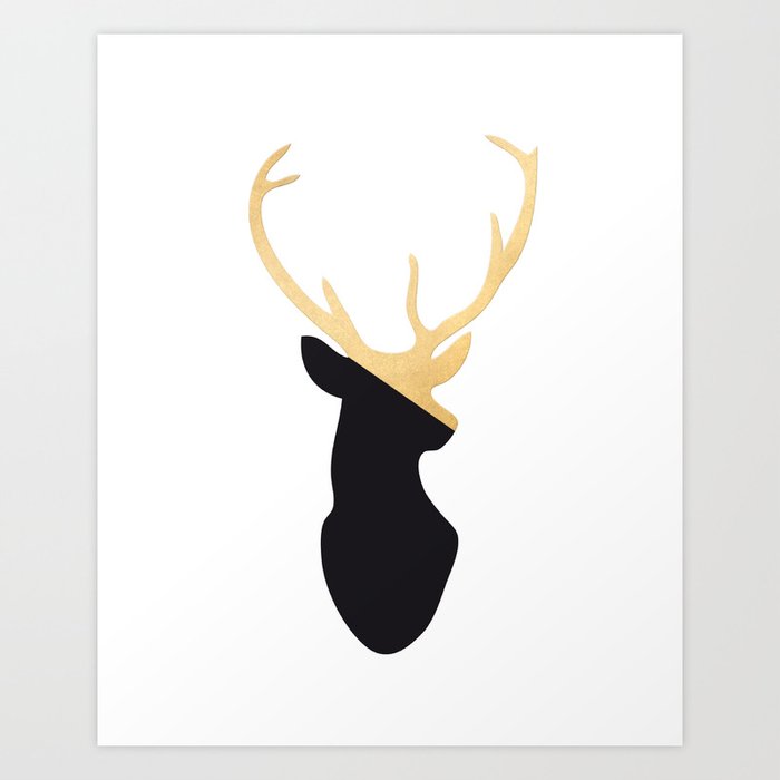Gold And Black Deer Art Print By Blursbyaishop Society6
