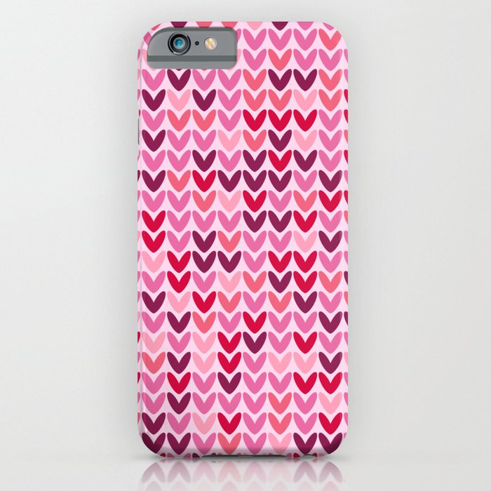 Valentine's pink hearts knit pattern iPhone Case