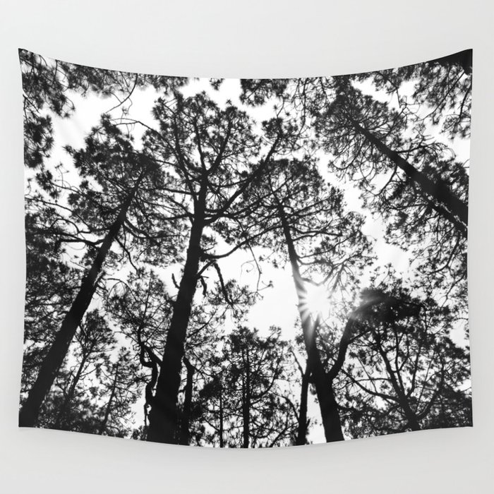 trees, black and white -  Forest landscape photography Wall Tapestry