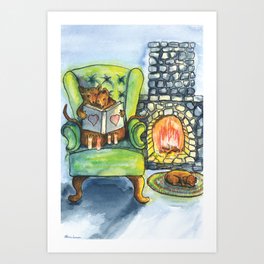 Cozy by the Fireplace Art Print