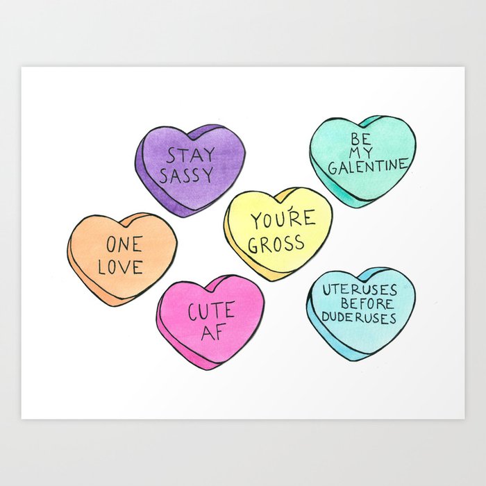 Honest Candy Hearts Art Print by TheGalaxyGeek