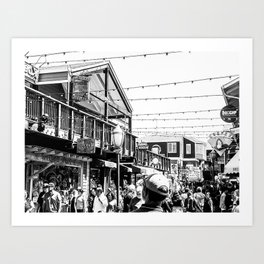 Fisherman’s Wharf San Francisco Street black and white photography (1/2) Art Print