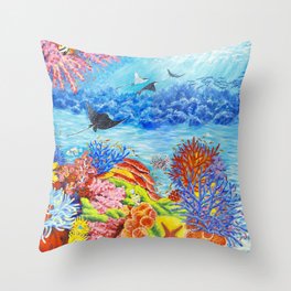 Coral Reef Life Throw Pillow