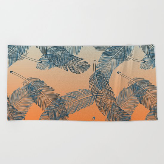 Blue Feathers Beach Towel