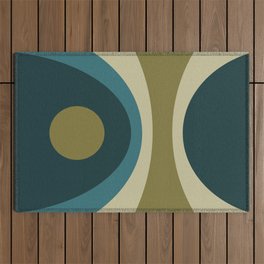 Colorful geometric composition - green Outdoor Rug