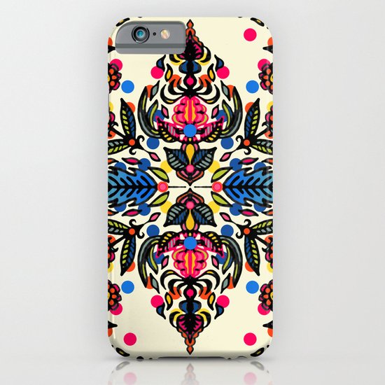 Bright Folk Art Pattern - hot pink, orange, blue & green iPhone & iPod Case