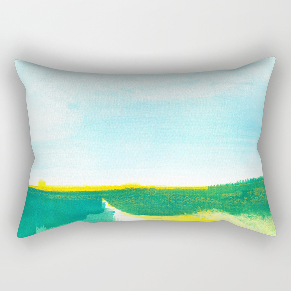 Distant Forest Abstract Landscape Rectangular Pillow by saryart