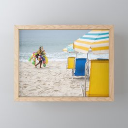 Yellow and Blue Beach  Framed Mini Art Print