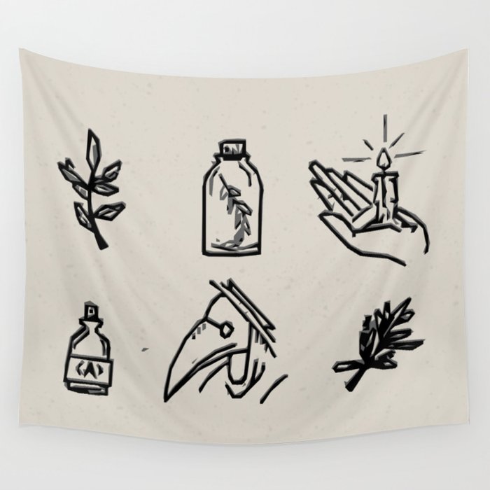 Apothecary Sketches Wall Tapestry